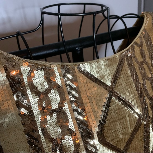 Adrianna Papell Gold Sequin Dress - Picture 6 of 9